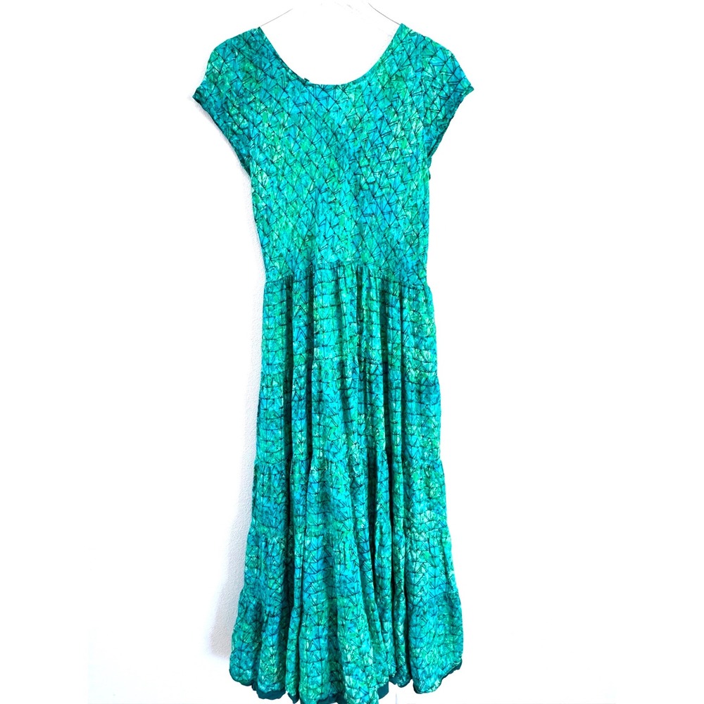 Soft Surroundings | Mariana Tiered Maxi Dress - Green Geometric Batik Print - Picture 6 of 6